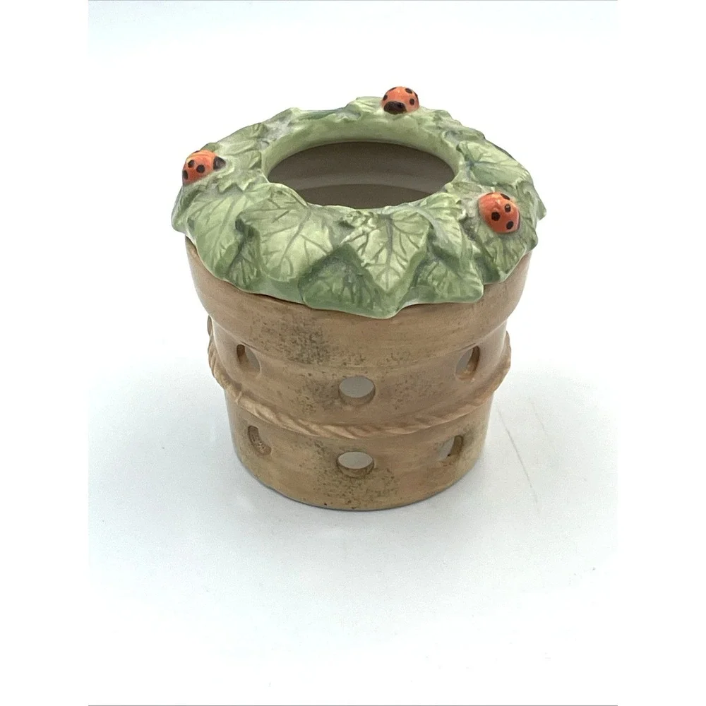 Hallmark‎ Marjolein Bastin Ladybug Flowerpot Candle Holder Votive Tea Light